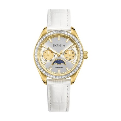 Bonia Contemporary BNB10934-2212S White Leather Strap Women Watch 